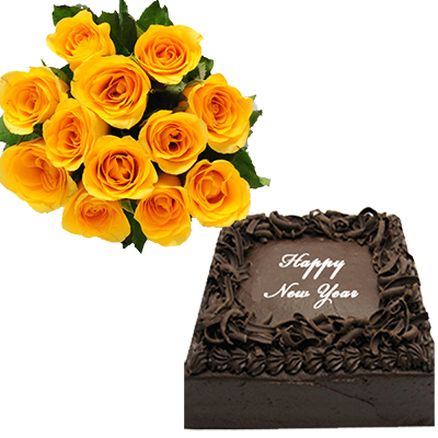"Square shape chocolate cake - 2kgs, Flower bunch - Click here to View more details about this Product